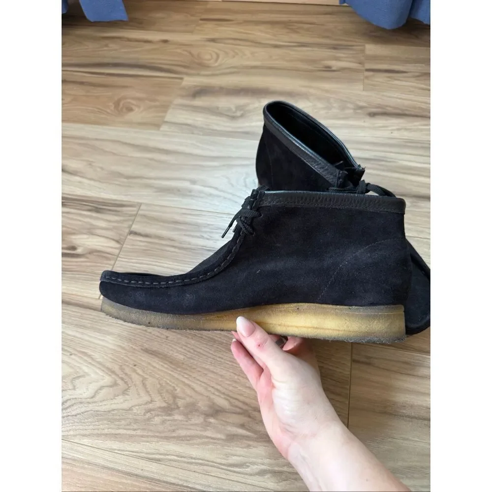 Clarks Mens Black Original Wallabee Lace Up Leather Suede Chukka Boat Shoe Size